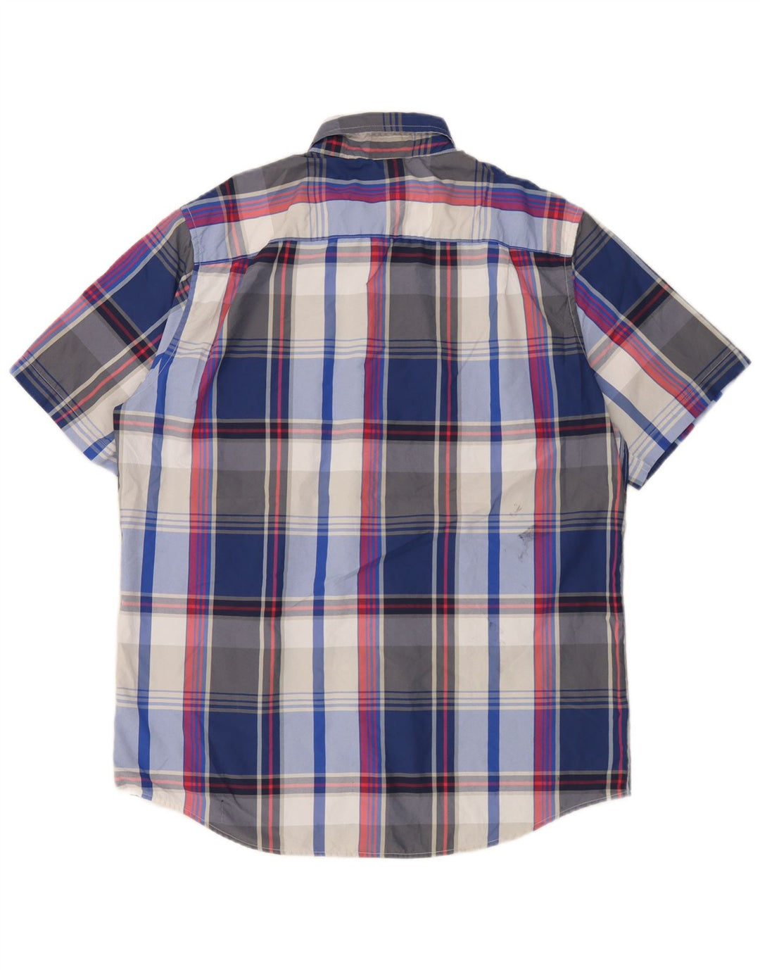 Chaps Camicia a maniche corte da uomo a quadri grandi blu in poliestere