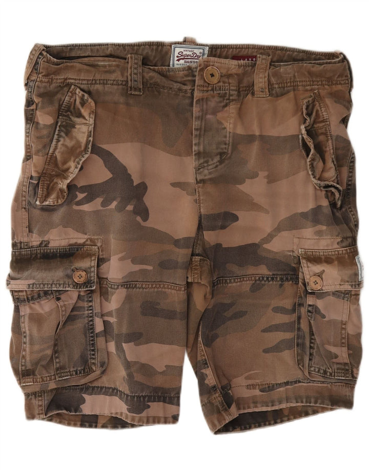Superdry Mens Cargo Shorts Large W36 Brown Camouflage Cotton