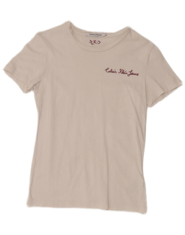 T-shirt damski Calvin Klein Jeans Top UK 8 Small, biały, bawełniany