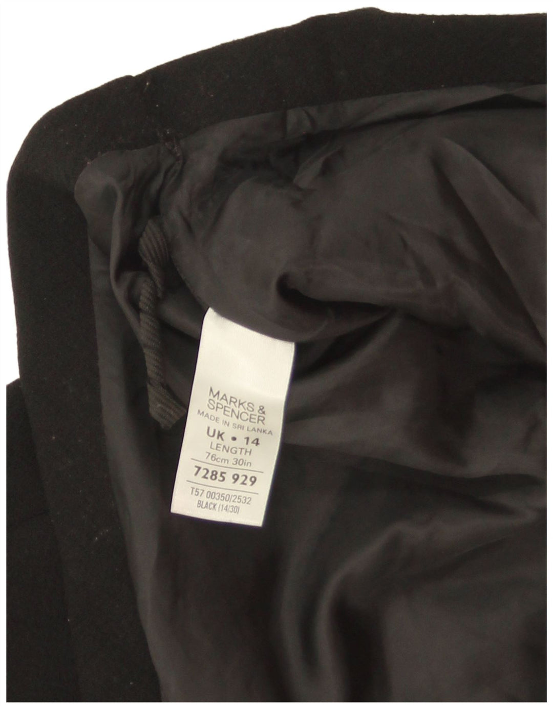 Marks & Spencer A-line nederdel til kvinder UK 14 Large W32 Black Polyester