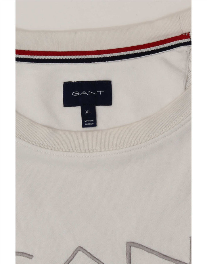Gant Mens Graphic Sweatshirt Jumper XL White Cotton