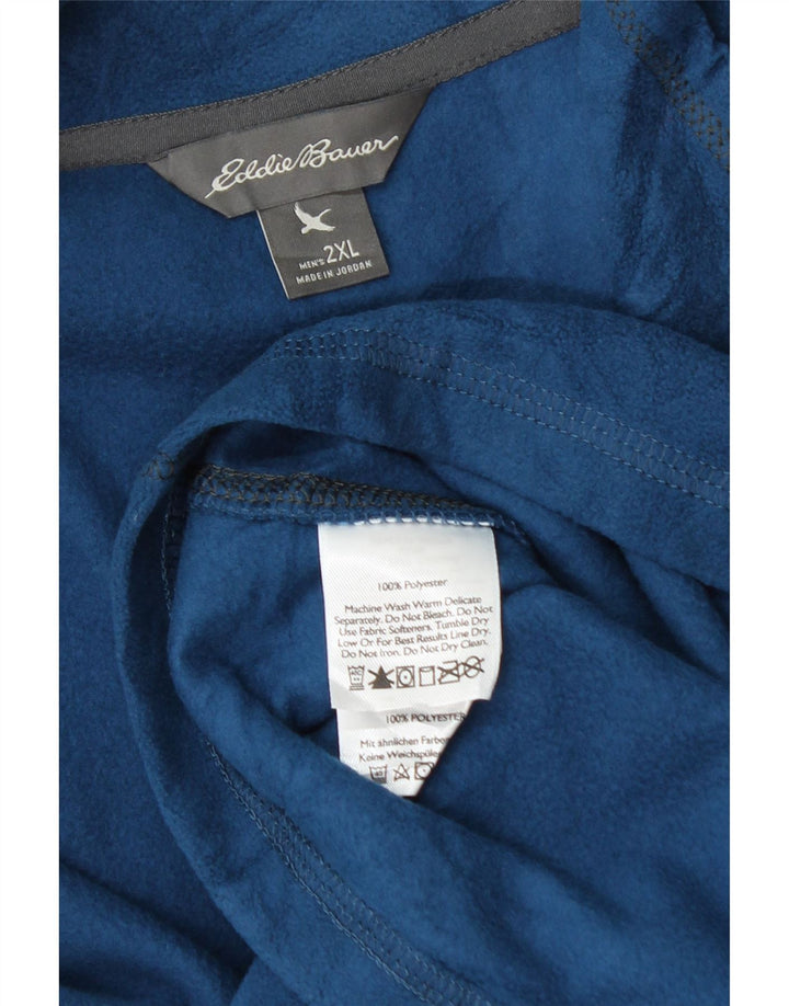 EDDIE BAUER Mens Zip Neck Fleece Jumper 2XL Blue Polyester Vintage Eddie Bauer and Second-Hand Eddie Bauer from Messina Hembry 