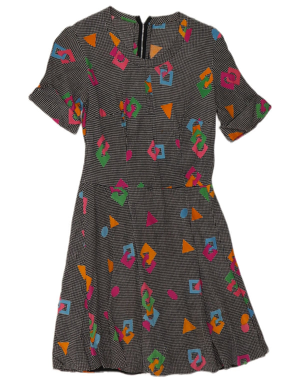 Vintage Damen A-Linie Kleid UK 8 Small Mehrfarbig Geometrisch