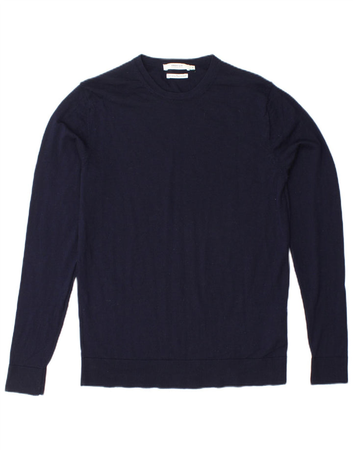 JACK & JONES Mens Crew Neck Jumper Sweater Small Navy Blue Wool