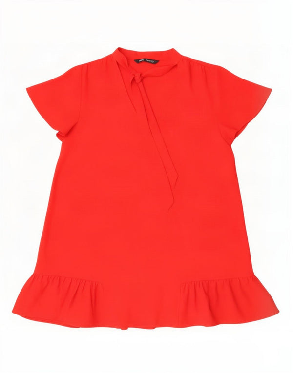 Zara Womens A-Line Dress UK 16 Large Red Polyester