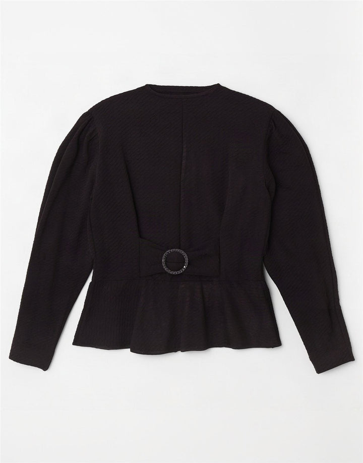 Vintage γυναικείο πουκάμισο μπλούζα UK 12 Medium Black