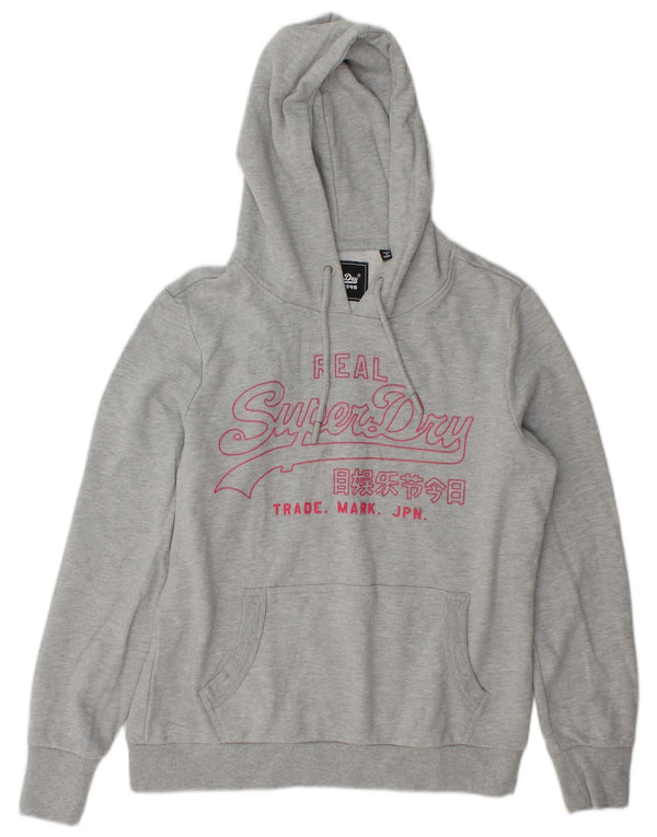 Superdry Graphic Hoodie-Pullover für Damen, UK 14, Größe L, Grau, Baumwolle