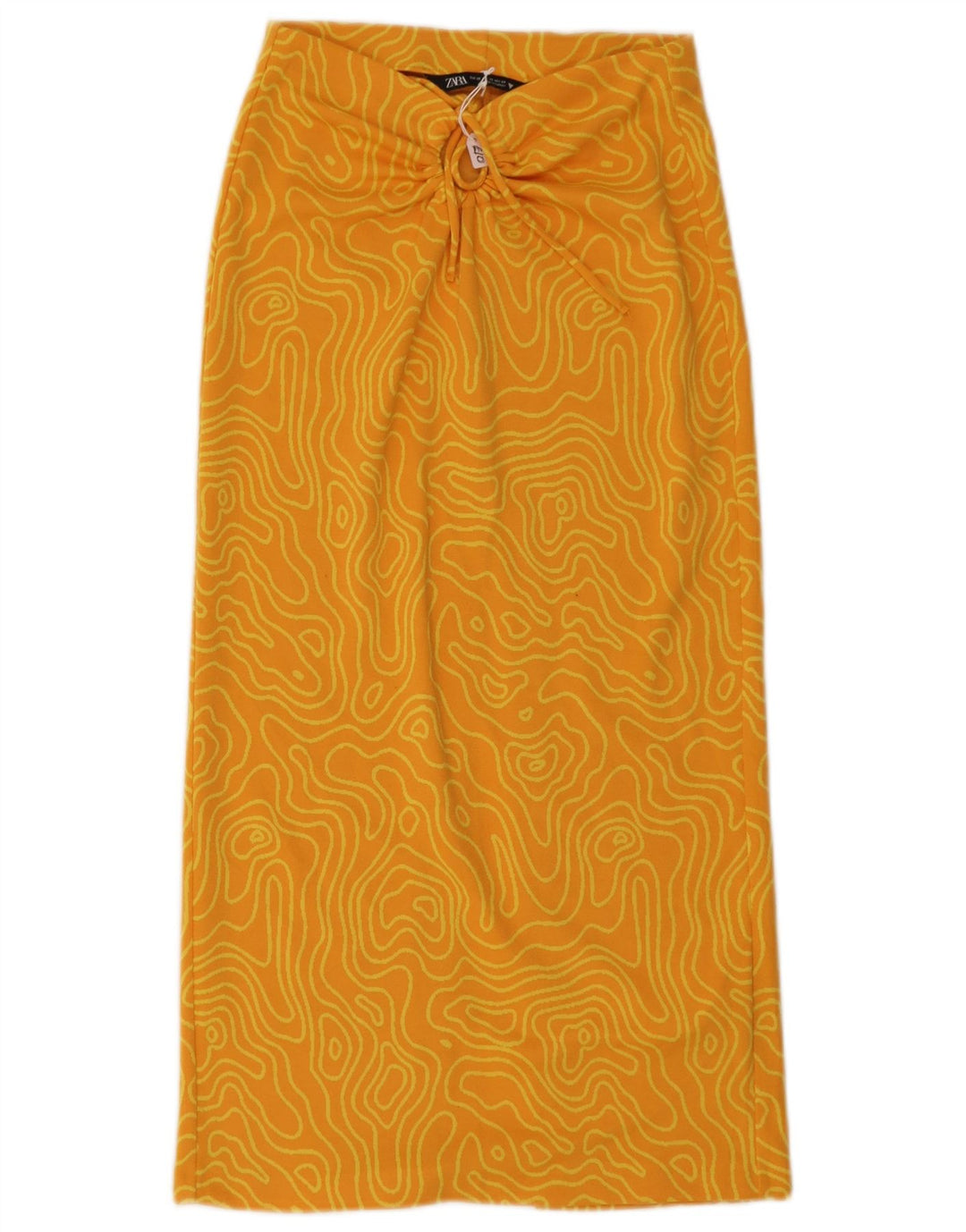 Zara Midi-nederdel til kvinder XS W26 Gul geometrisk polyester