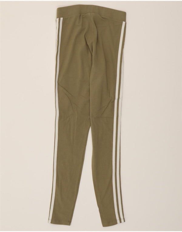 Adidas Womens Leggings UK 8 Small Khaki Cotton