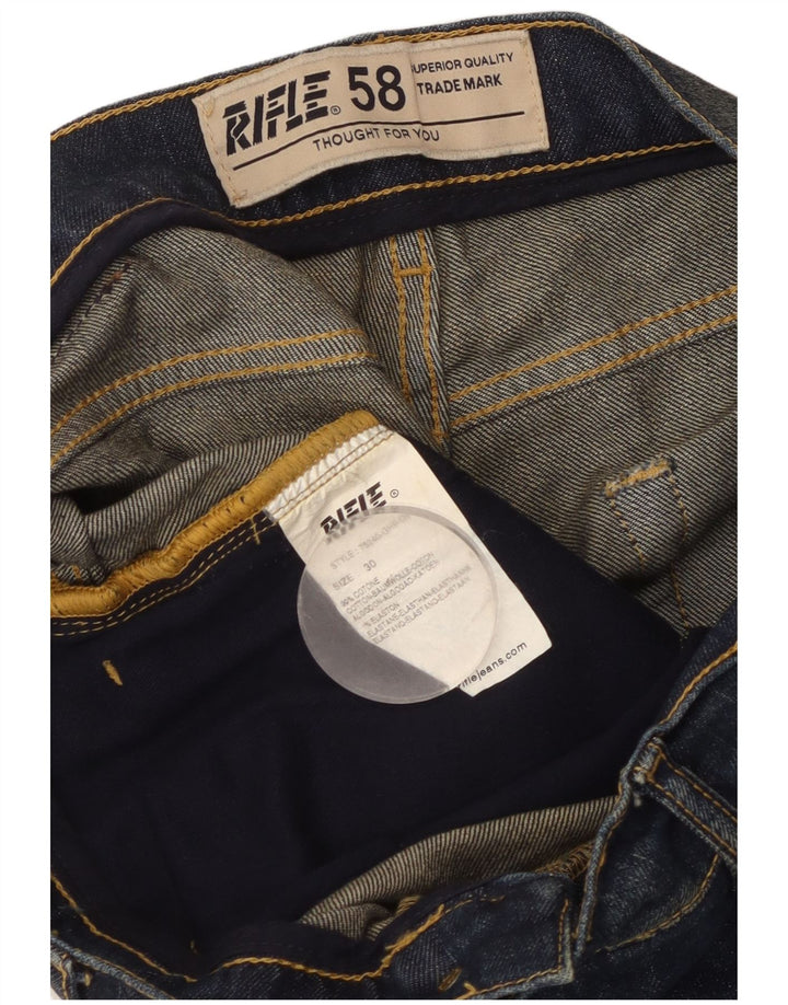 Rifle Mens Cropped Jeans W30 L25 Navy Blue Cotton