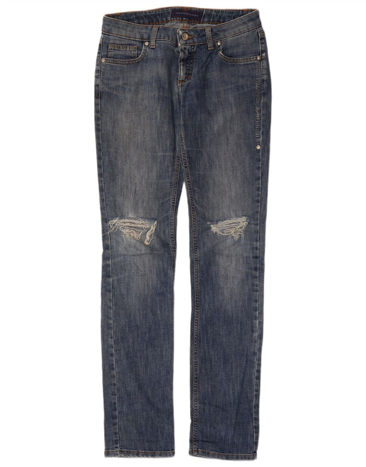 TRUSSARDI Womens Distressed Slim Jeans W27 L33 Blue Cotton