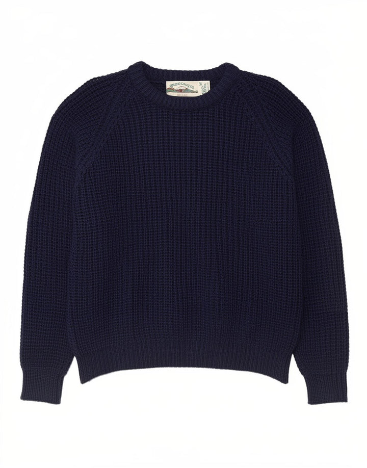 Aran Crafts Mens Crew Neck Jumper Sweater Medium Navy Blue Wool