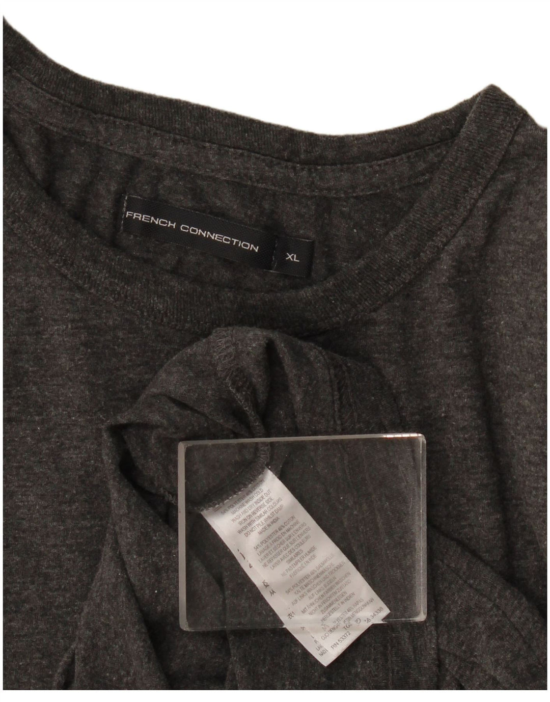 French Connection Herren-T-Shirt-Oberteil XL Grau meliertes Polyester