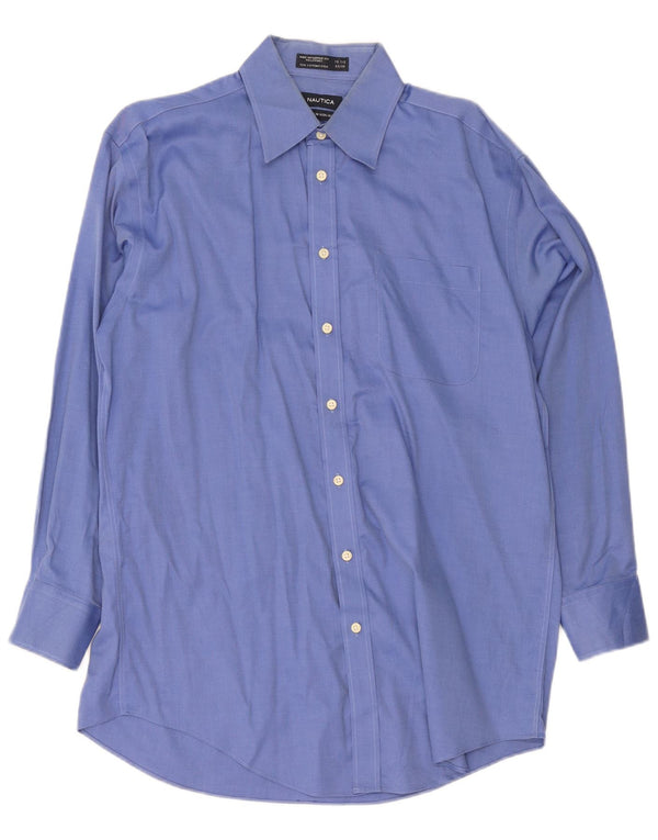 Nautica Mens Shirt Size 15 1/2 Medium Blue Cotton