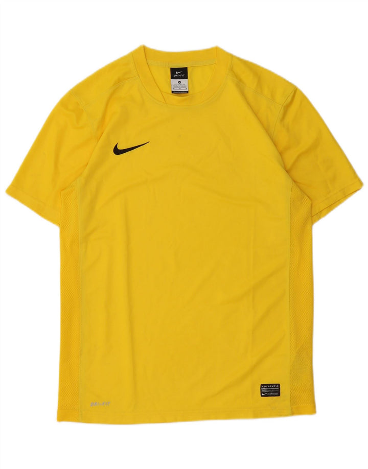 Nike Mens Dri Fit T-Shirt Top Medium Yellow Polyester