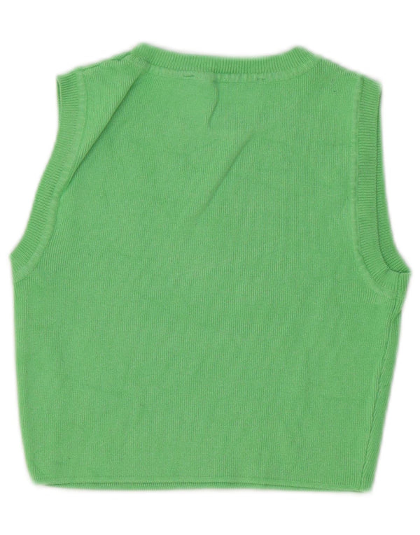 Zara Γυναικείο γιλέκο Crop UK 10 Small Green Viscose