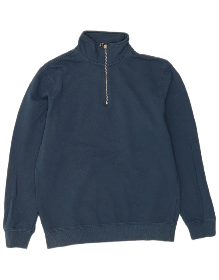 John Lewis Mens Zip Neck Sweatshirt Jumper Small Navy Blue Cotton