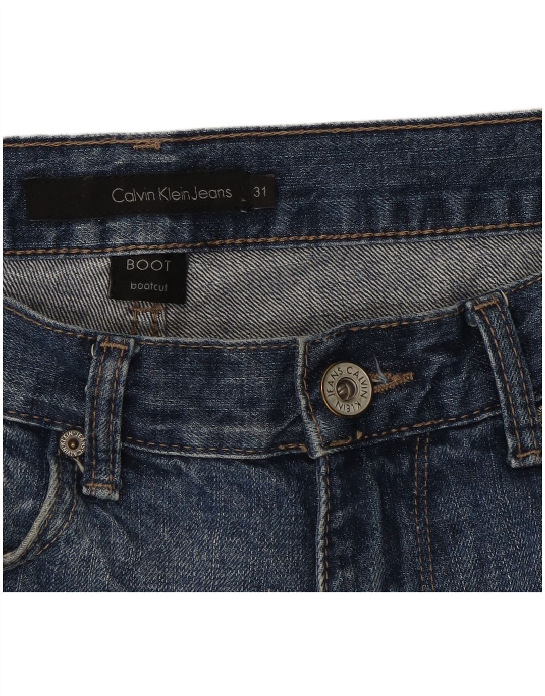 Calvin Klein Mens Bootcut Jeans W31 L32 Blue Cotton