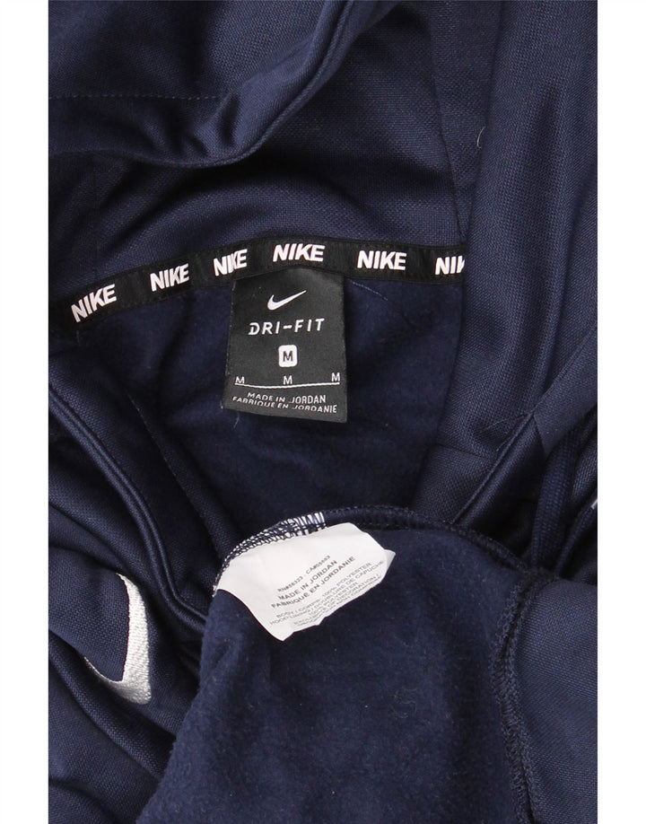 NIKE Mens Dri Fit Graphic Hoodie Jumper Medium Navy Blue Polyester