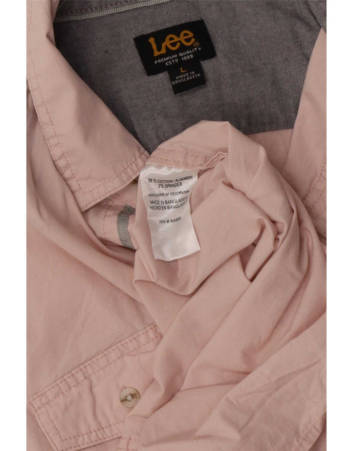Camicia a maniche corte da uomo Lee Large in cotone rosa