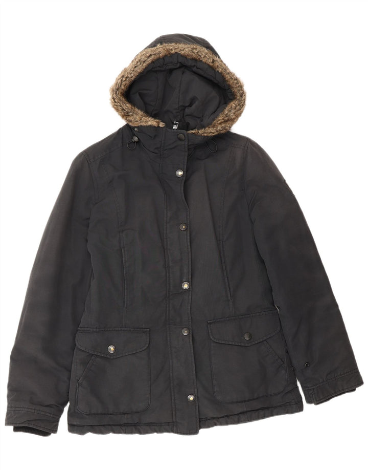 Giacca Parka con cappuccio da donna Refrigue UK 10 piccola in cotone nero