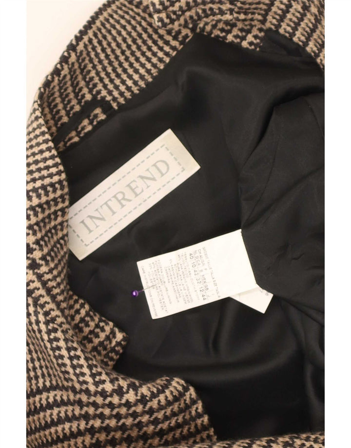 Intrend Veste blazer zippée pour femme UK 12 Marron moyen pied-de-poule