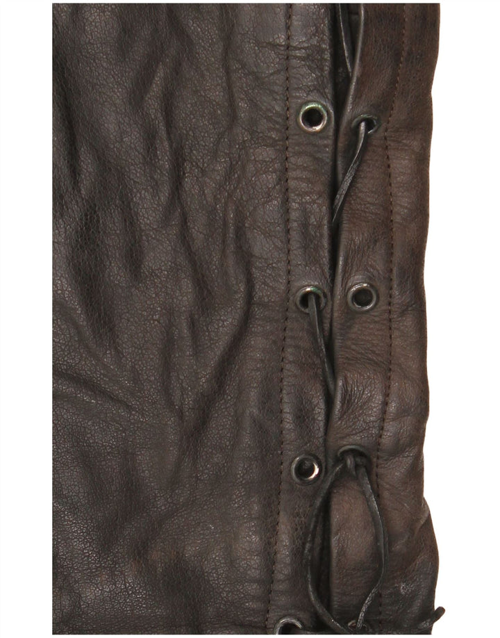 Vintage Mens Leather Trousers W36 L34 Black