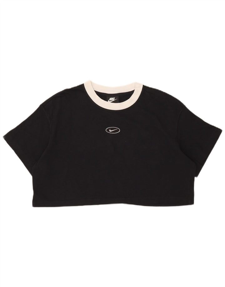 Nike Womens Crop Oversized T-Shirt Top UK 14 Medium Black
