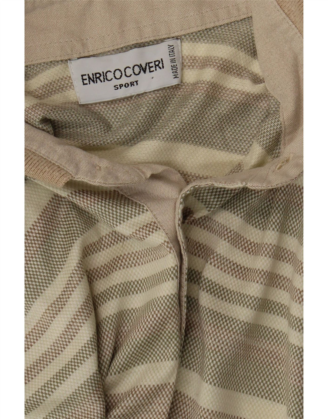 ENRICO COVERI Mens Polo Shirt Medium Grey Striped Vintage Enrico Coveri and Second-Hand Enrico Coveri from Messina Hembry 
