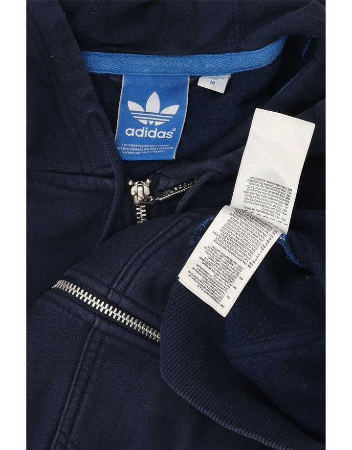 Adidas Mens Zip Hoodie Sweater Medium Navy Blue Cotton