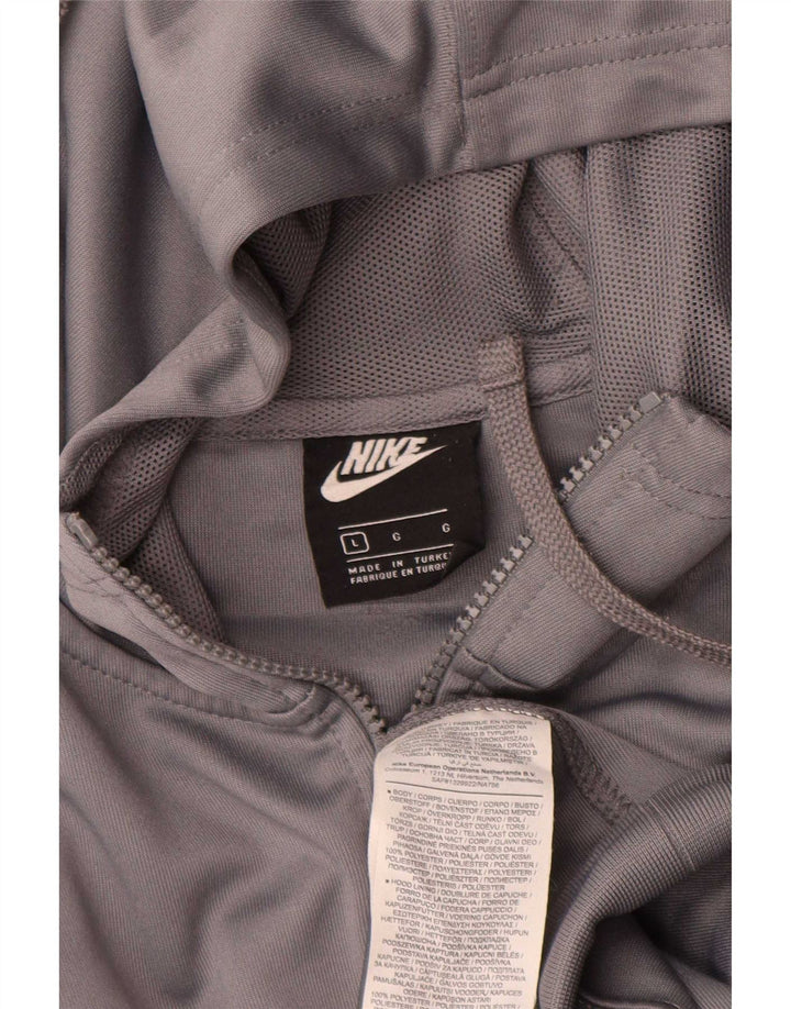 Nike Mens Graphic Zip Hoodie Sweater Large Grey Colourblock Polyester