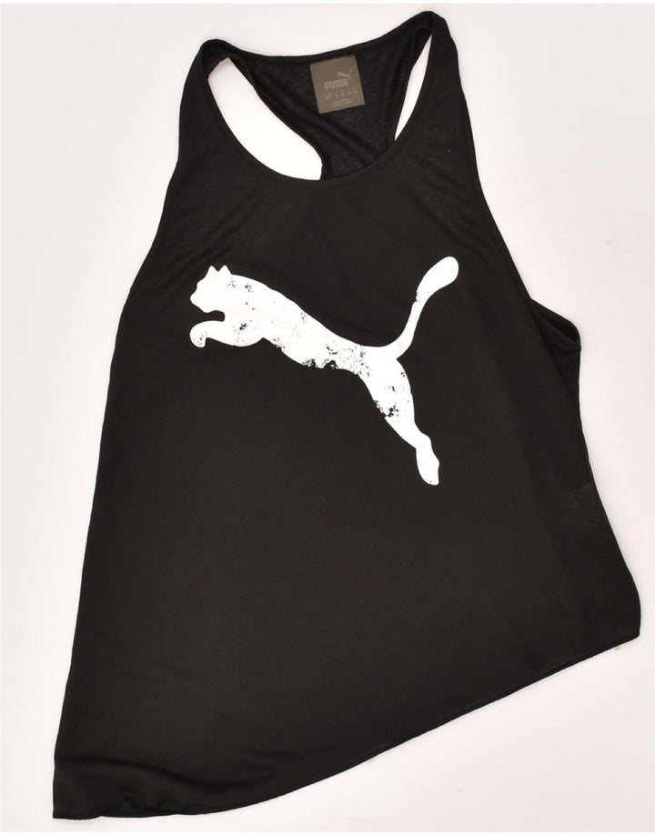 PUMA Womens Asymmetric Graphic Vest Top UK 12 Medium  Black Polyester Vintage Puma and Second-Hand Puma from Messina Hembry 