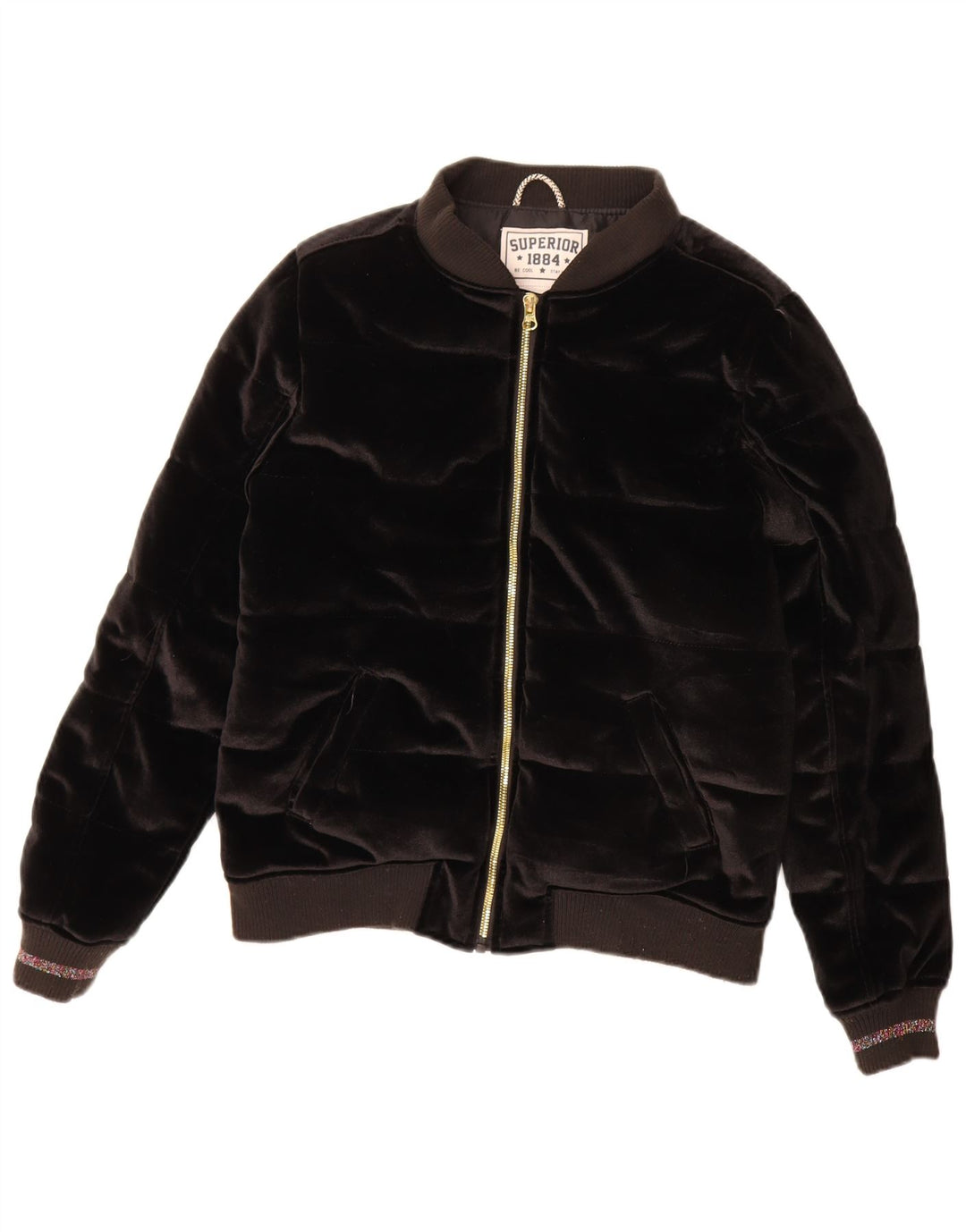 Superior Girls Velour Padded Jacket 13-14 Years Black Polyester