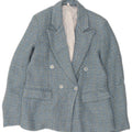 vintage Femme Double Breasted Blazer Veste UK 10 Petit Bleu Moucheté