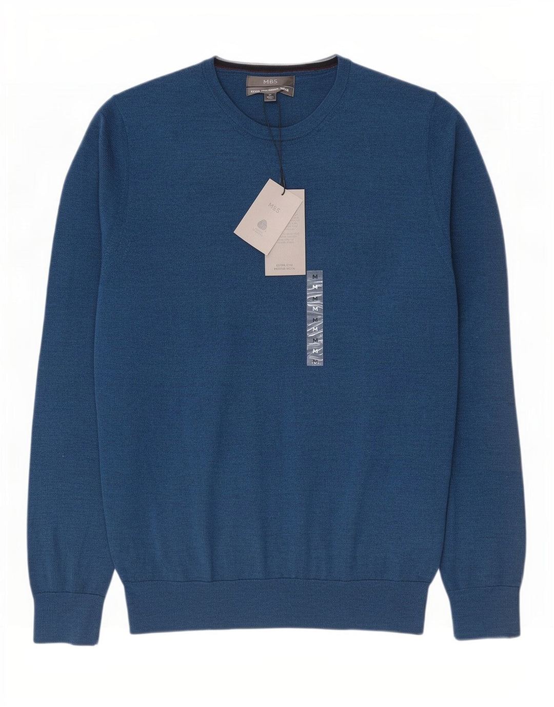 Marks & Spencer Mens Crew Neck Jumper Sweater Medium Blue Merino Wool