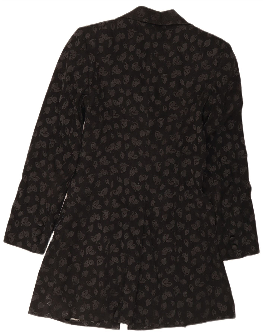 Jaqueta Blazer Feminina Vintage Longline 6 Botões IT 40 Floral Preto Pequeno