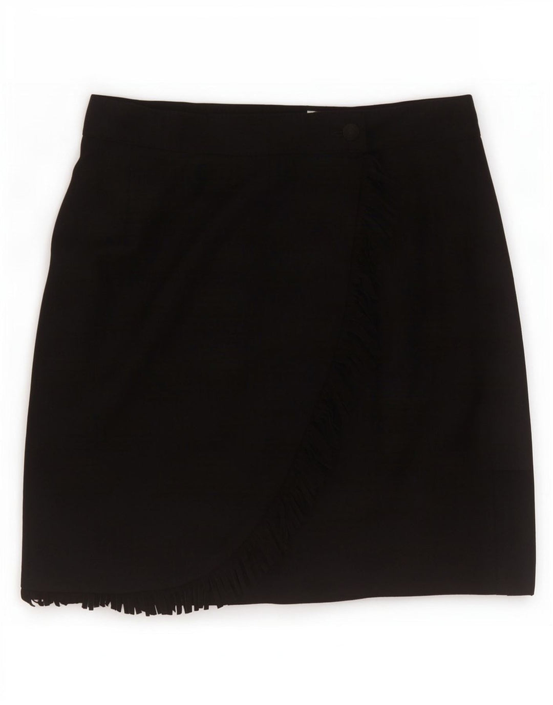 Mini gonna a portafoglio vintage da donna IT 46 grande W30 lana vergine nera