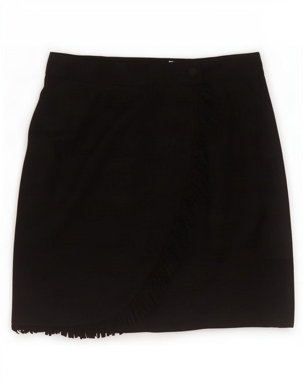 Vintage mujer mini falda envolvente IT 46 grande W30 negro nueva lana