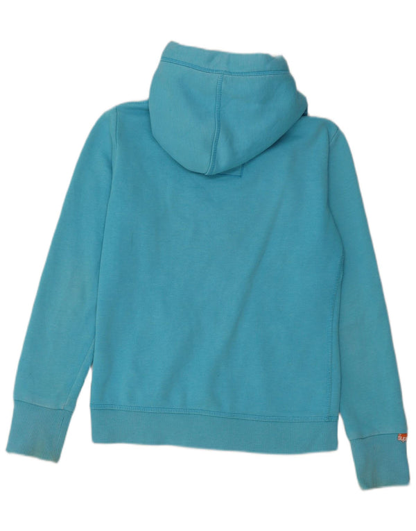 Superdry Womens Zip Hoodie Sweater UK 10 Small Blue Cotton