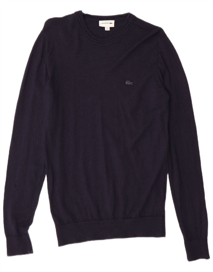Lacoste Herren-Pullover mit Rundhalsausschnitt, Größe 4, mittlere marineblaue Schurwolle