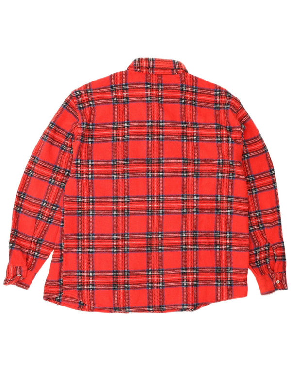 Vintage Mens Flannel Shirt Large Red Check