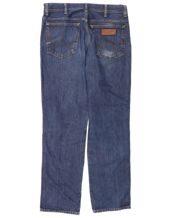 Wrangler Mens Texas Straight Jeans W34 L32 Navy Blue Cotton