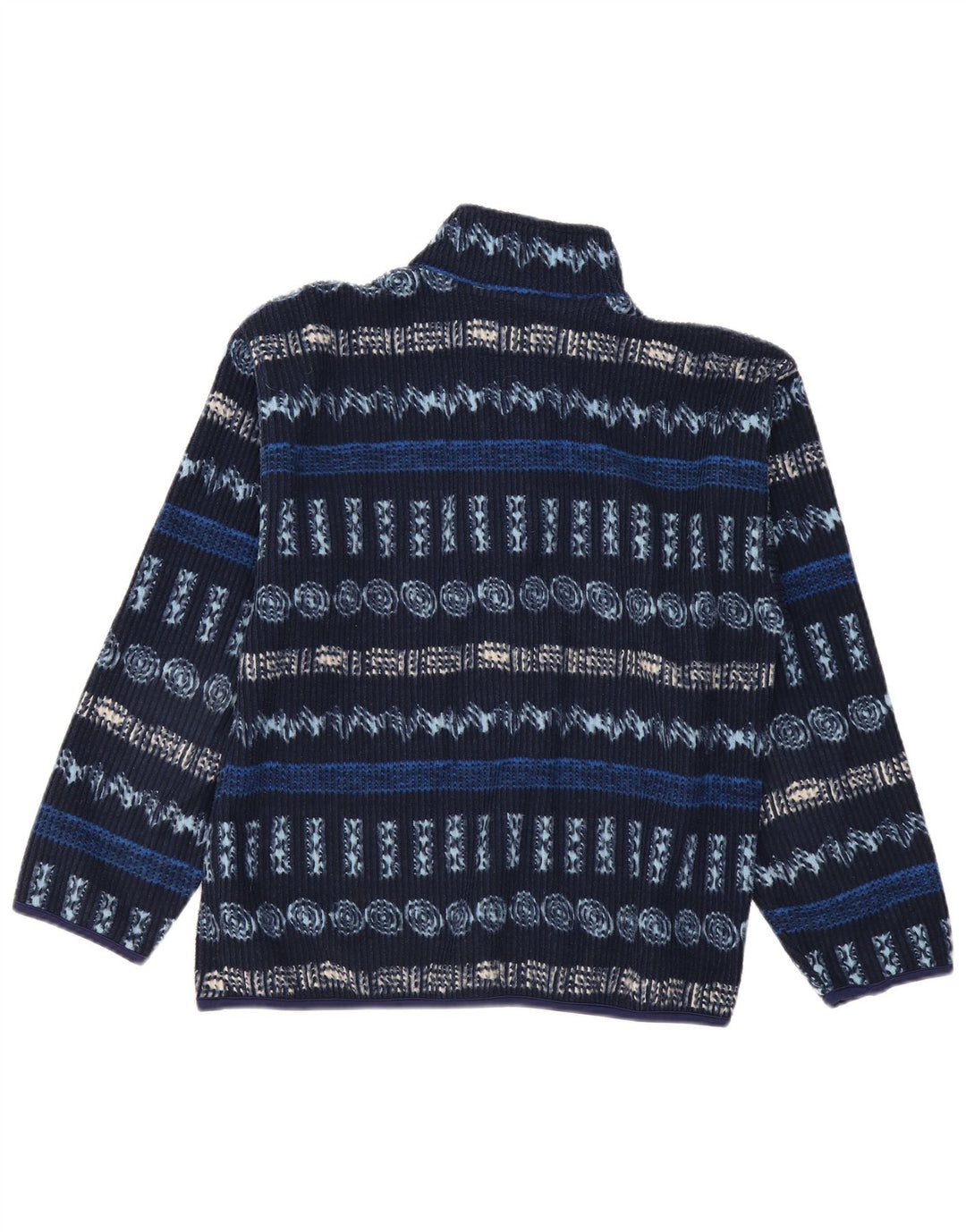 Invicta Mens Zip Neck Fleece Jumper Small Navy Blue Geometric Polyester