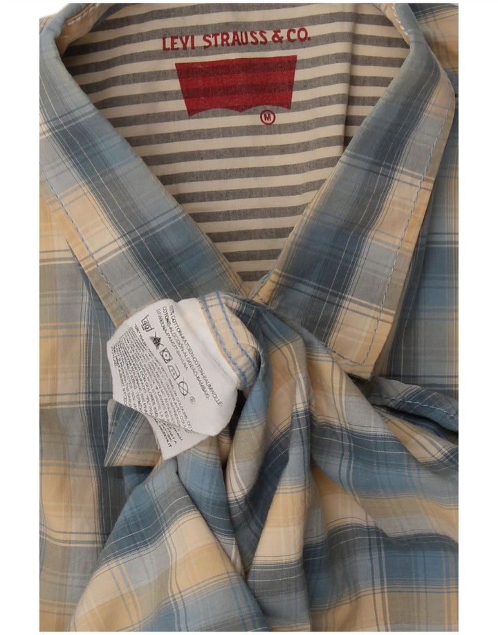 LEVI'S Mens Short Sleeve Shirt Medium Blue Check Cotton
