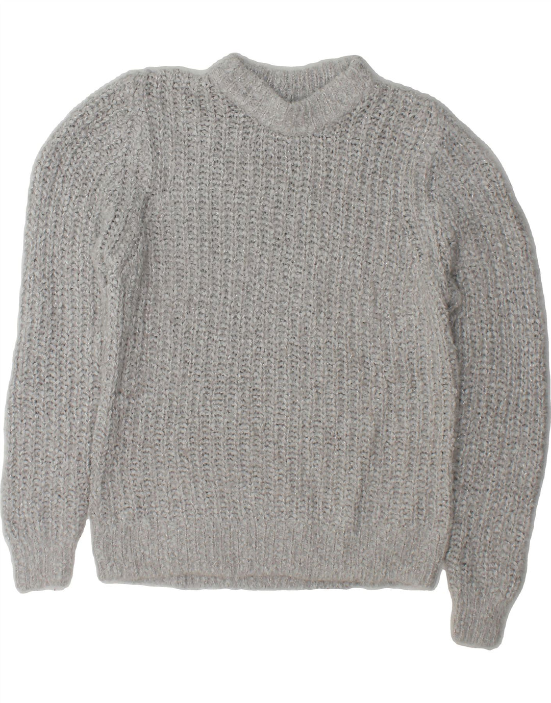 MARKS & SPENCER Womens V-Neck Jumper Sweater UK 14 Large Grey Flecked Vintage Marks & Spencer and Second-Hand Marks & Spencer from Messina Hembry 