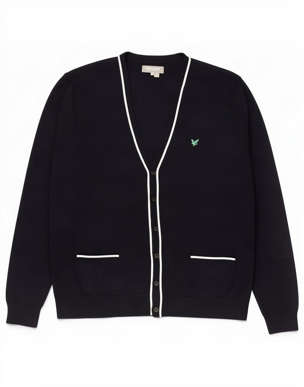 Lyle & Scott Cardigan pour homme en laine mérinos bleu marine 2XL