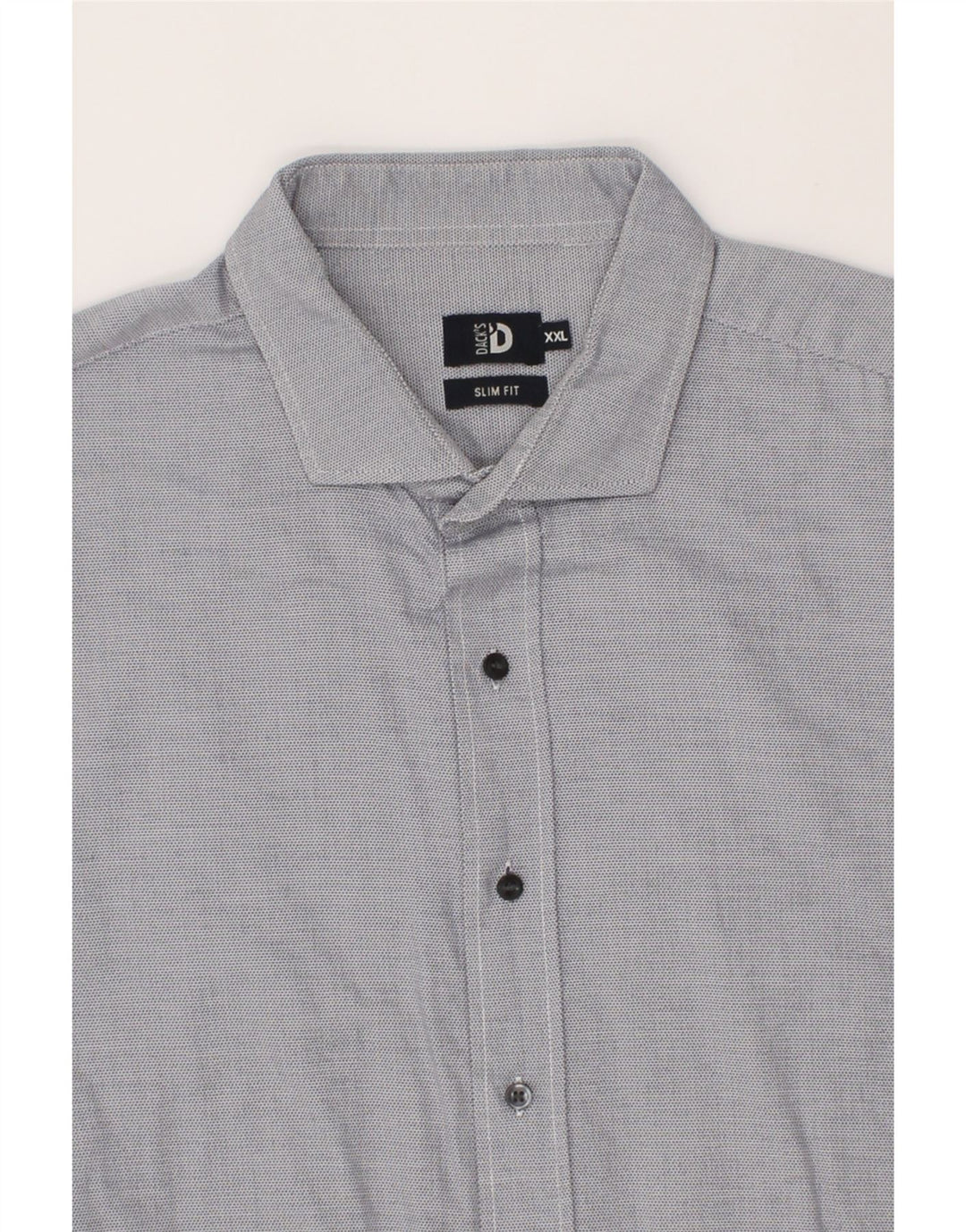 DACK'S Mens Slim Fit Shirt 2XL Blue Polka Dot Cotton Vintage Dack's and Second-Hand Dack's from Messina Hembry 