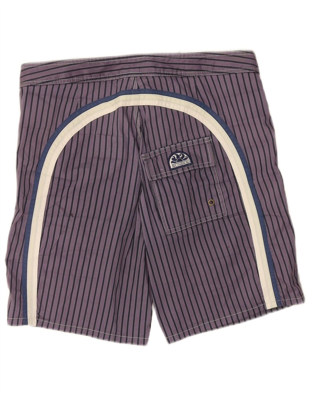 Sundek Mens Swimming Shorts Large Purple Pinstripe Polyester