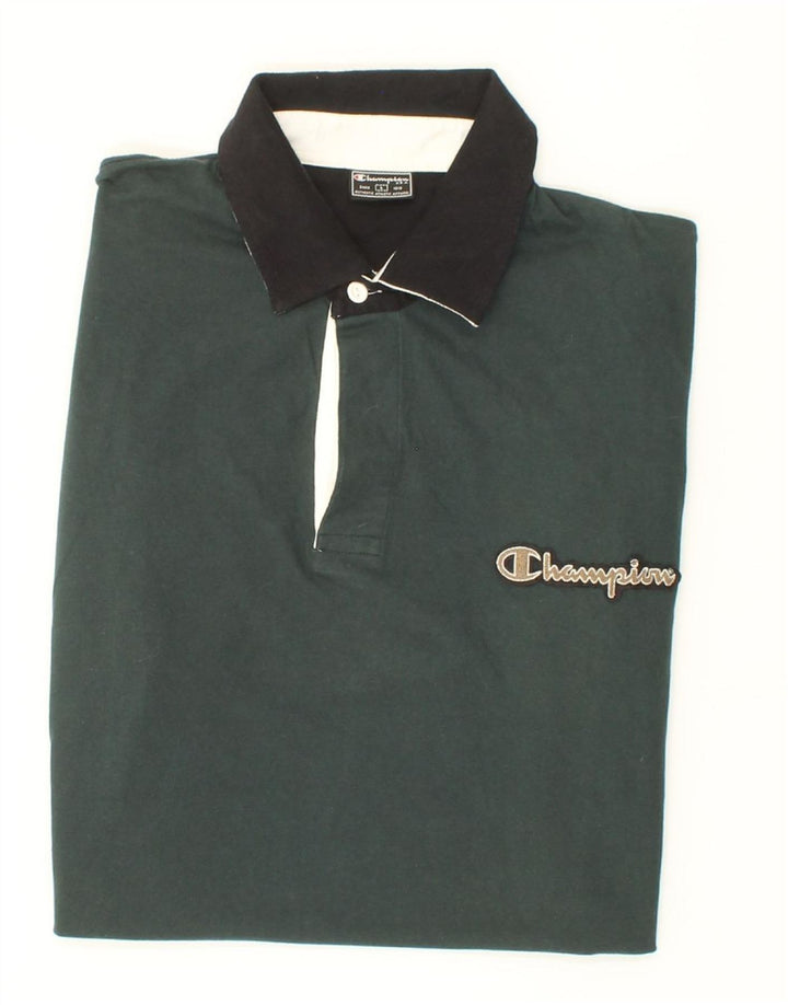 CHAMPION Mens Polo Shirt Large Green Cotton Vintage Champion and Second-Hand Champion from Messina Hembry 