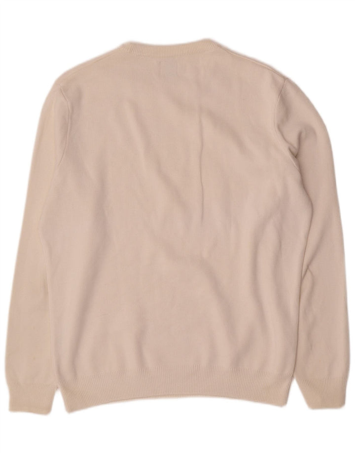 Zara Mens Crew Neck Jumper Sweater Medium Off White Cotton